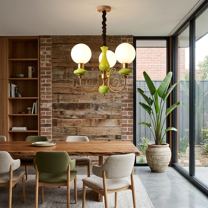 Elara Haus Elegant Retro Green-Accent Chandelier