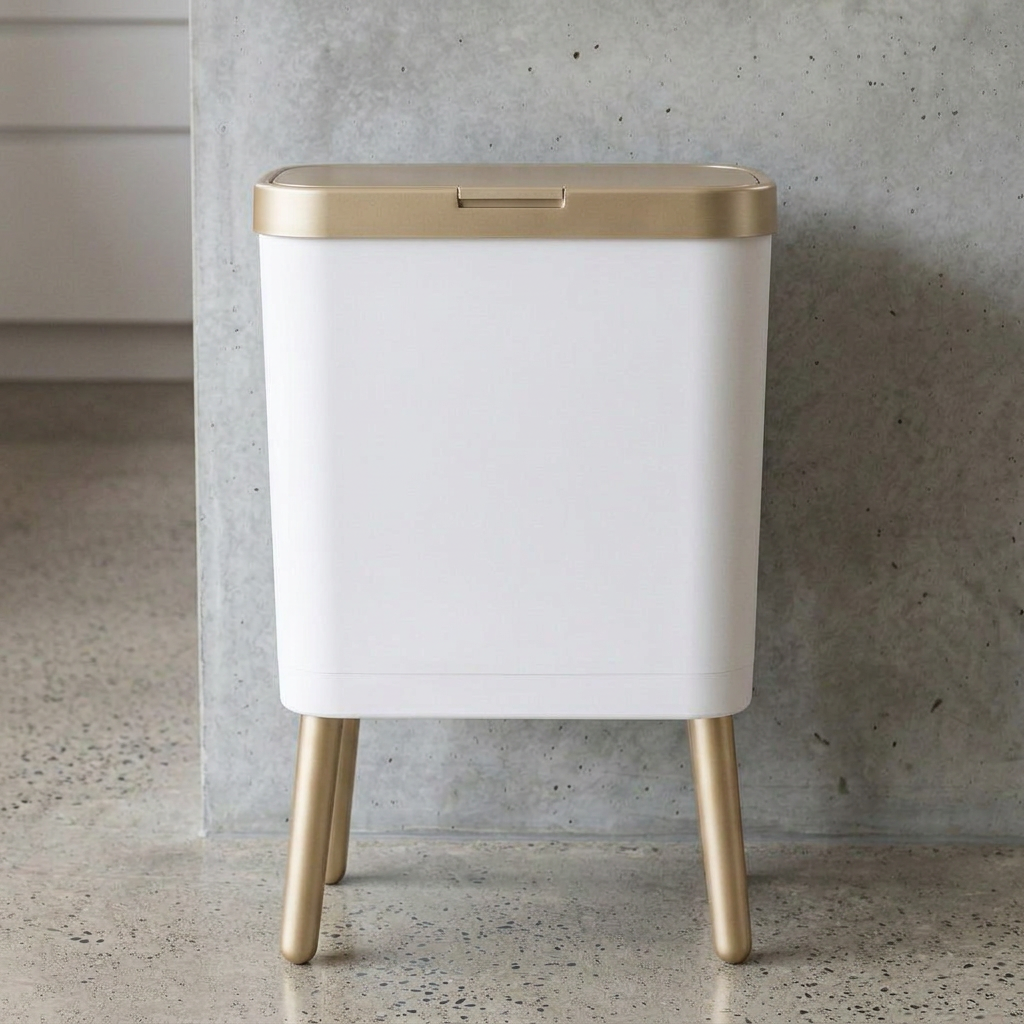 Elara Haus Elevated Trash Can with Push-Top Lid