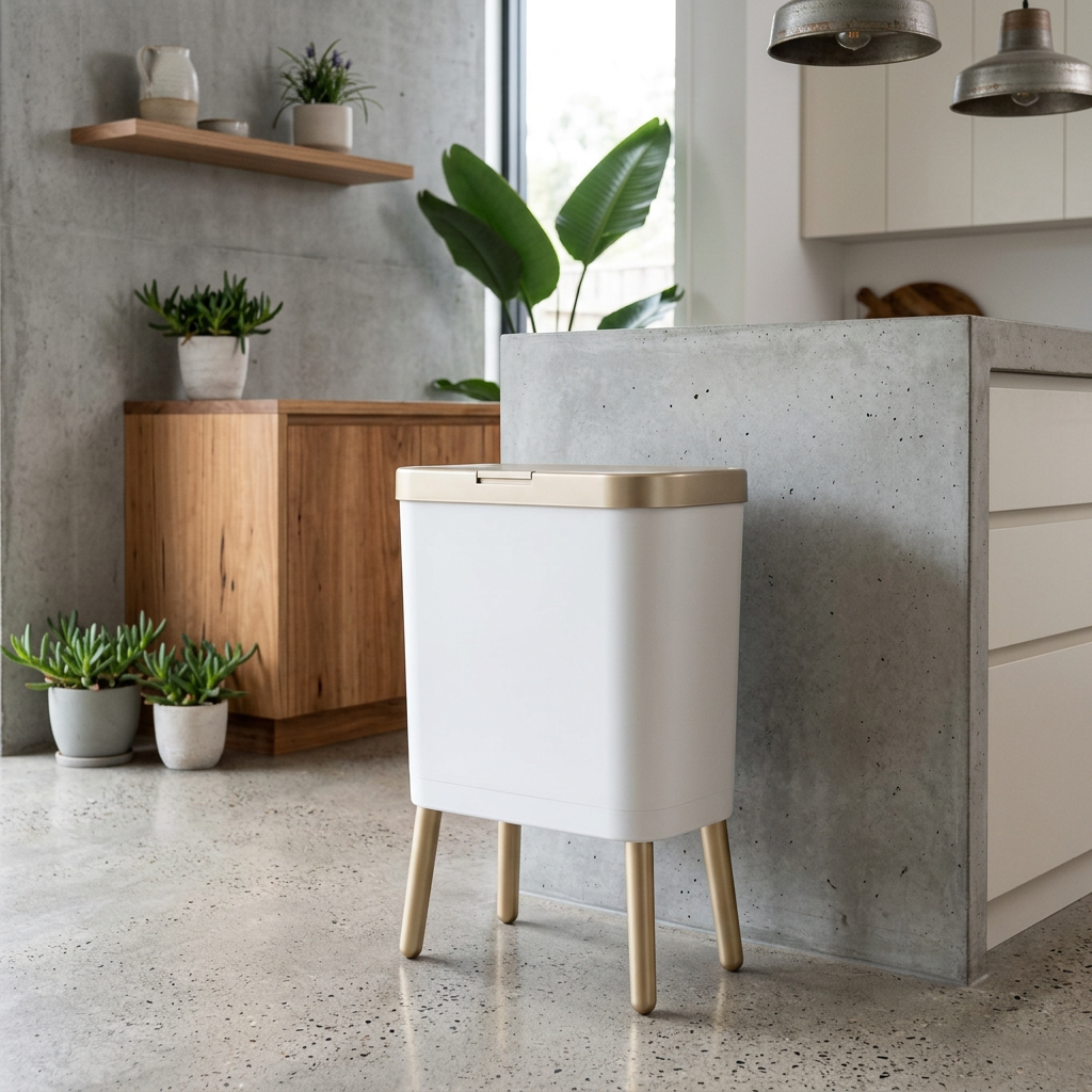 Elara Haus Elevated Trash Can with Push-Top Lid