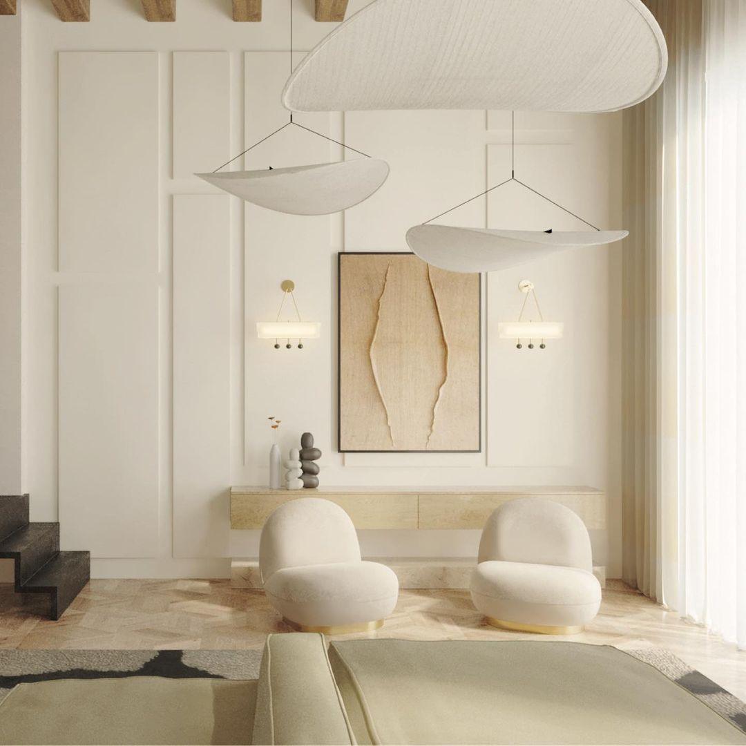 Elara Haus Floating Cloud Pendant - Modern Paper-Like Fabric Light