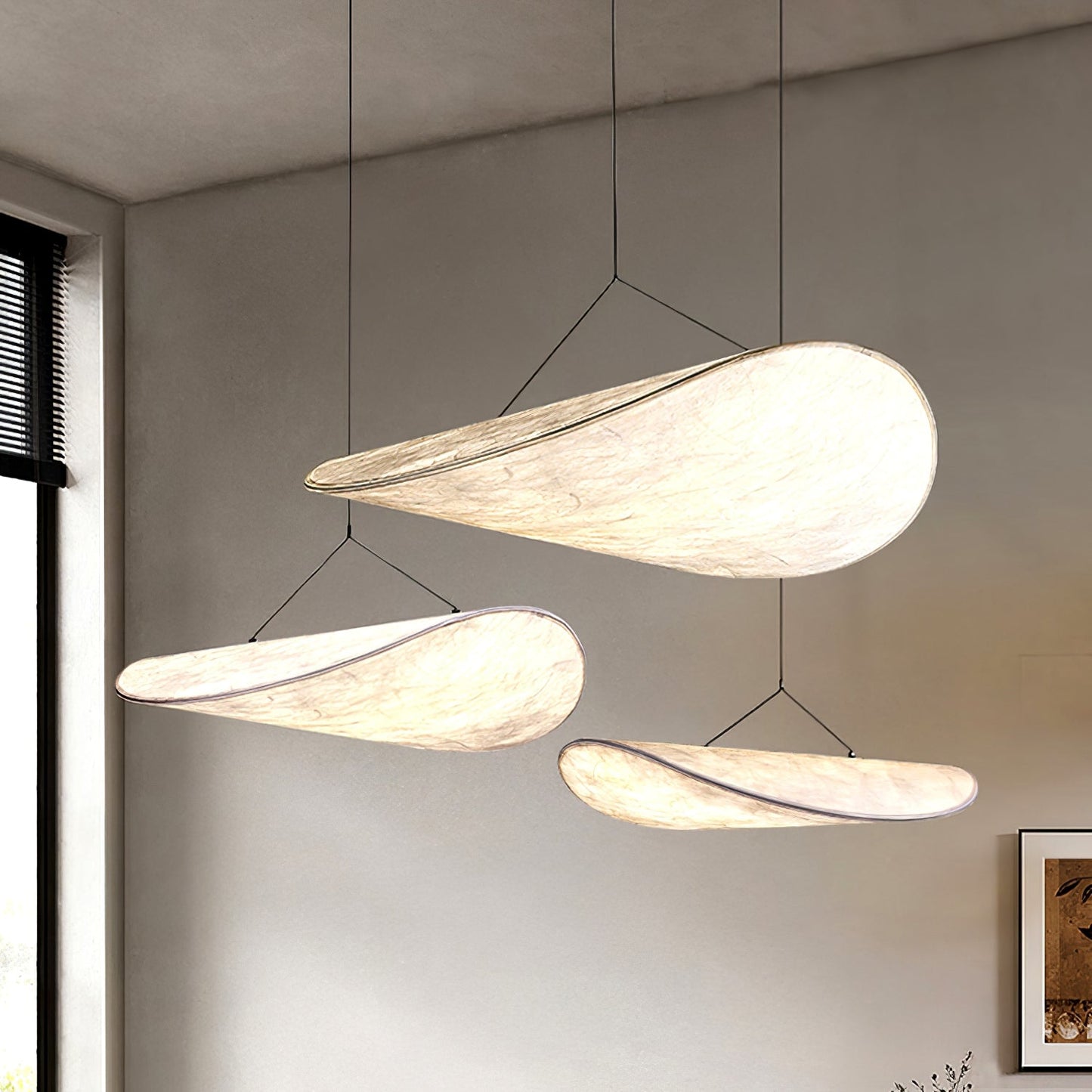 Elara Haus Floating Cloud Pendant - Modern Paper-Like Fabric Light