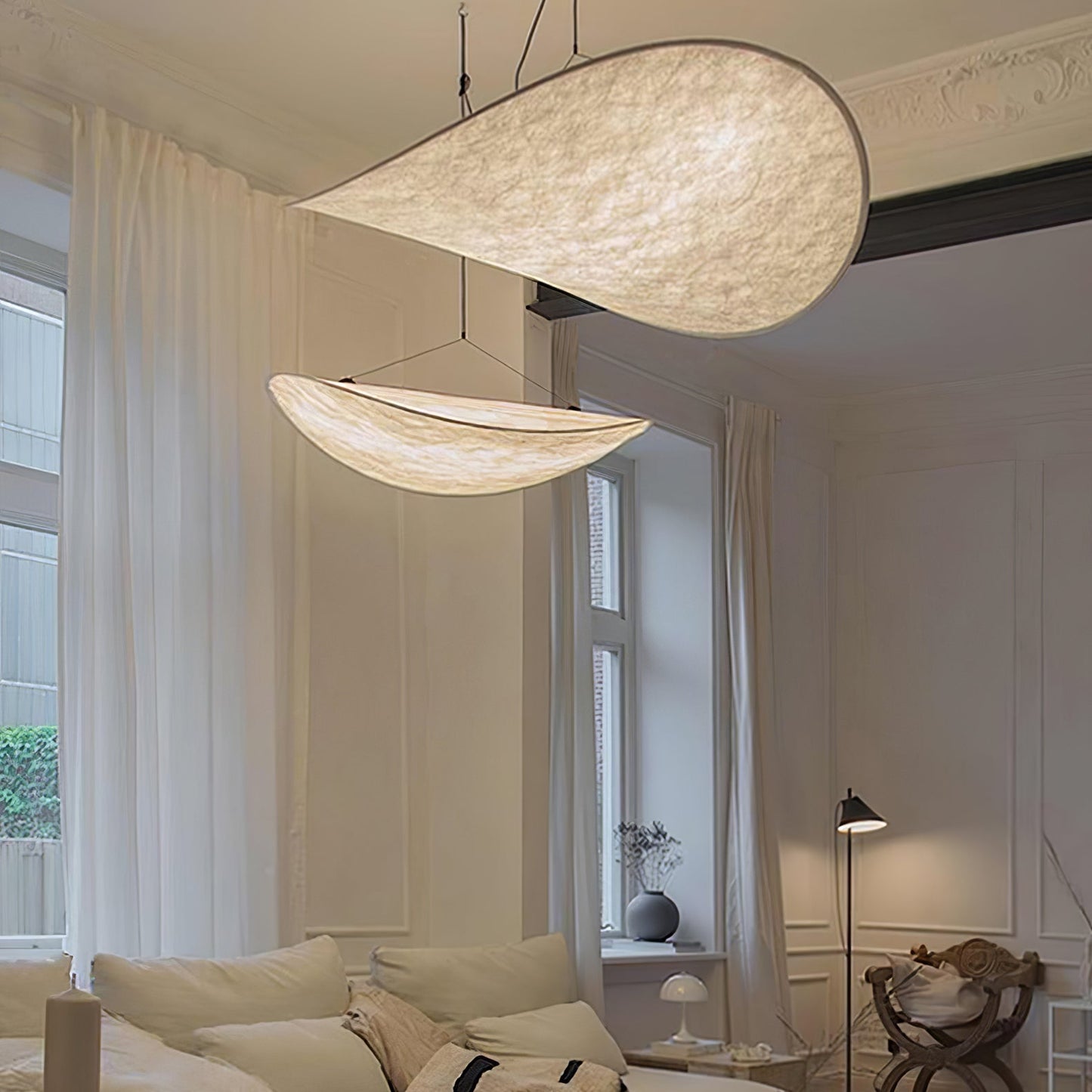 Elara Haus Floating Cloud Pendant - Modern Paper-Like Fabric Light
