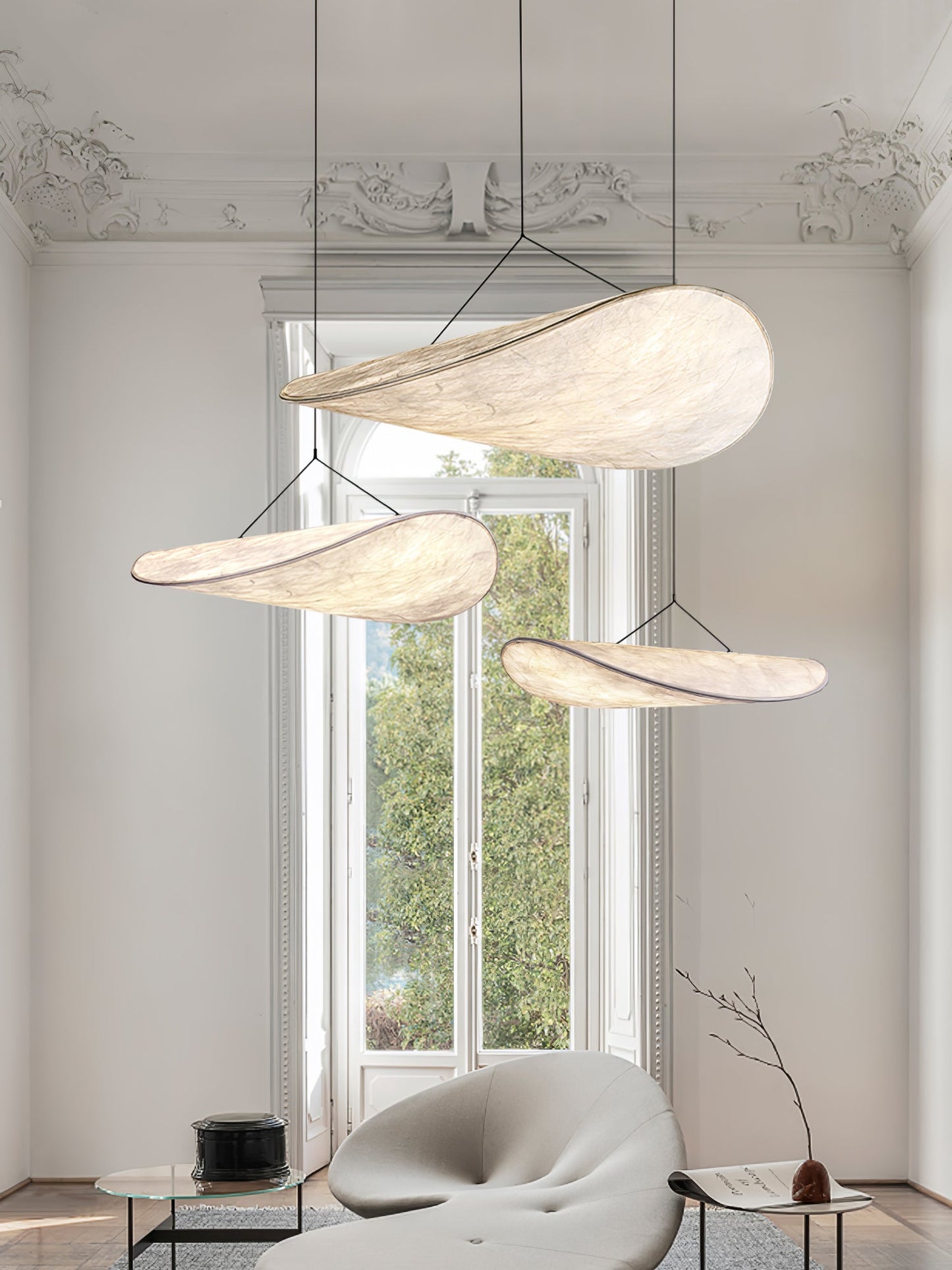 Elara Haus Floating Cloud Pendant - Modern Paper-Like Fabric Light