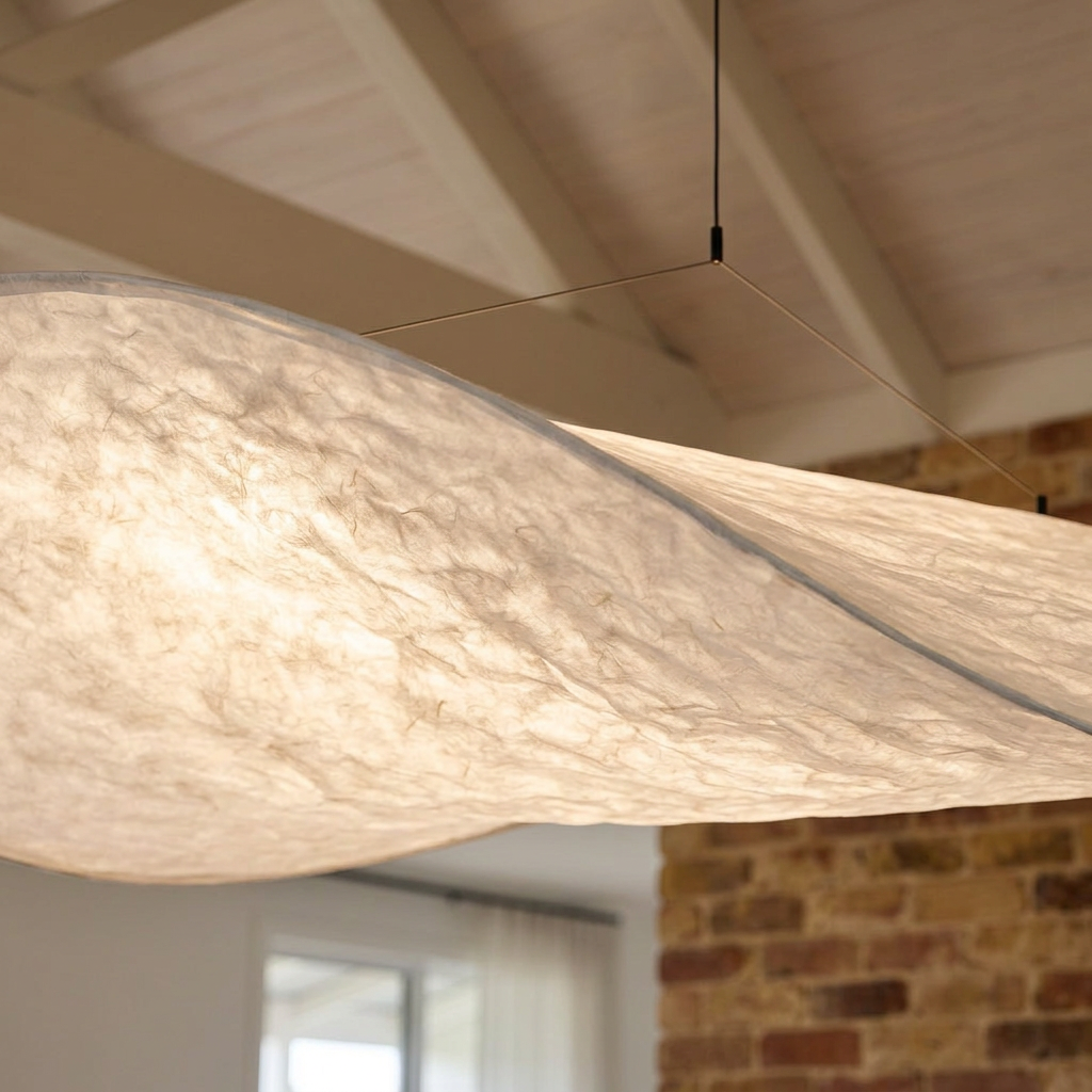 Elara Haus Floating Cloud Pendant - Modern Paper-Like Fabric Light