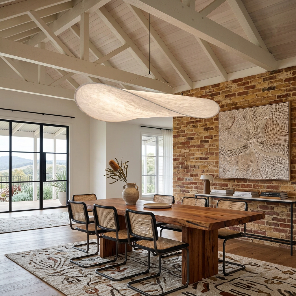 Elara Haus Floating Cloud Pendant - Modern Paper-Like Fabric Light