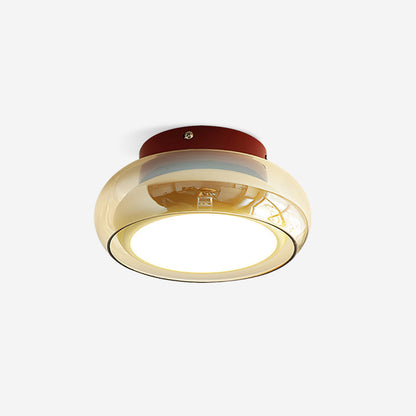 Elara Haus Flush Mount Ceiling Light - Cognac Glass LED Ceiling Light Fixture 1