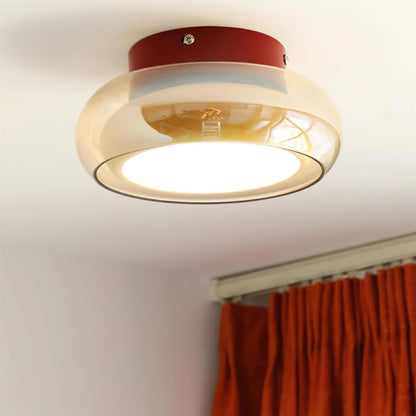Elara Haus Flush Mount Ceiling Light - Cognac Glass LED Ceiling Light Fixture 2