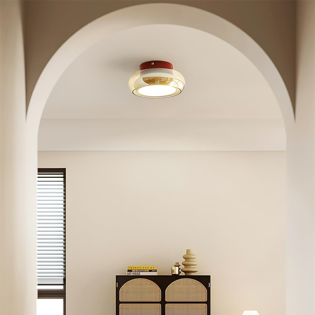 Elara Haus Flush Mount Ceiling Light - Cognac Glass LED Ceiling Light Fixture 4