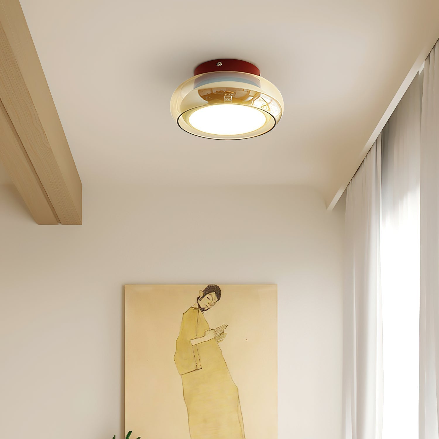 Elara Haus Flush Mount Ceiling Light - Cognac Glass LED Ceiling Light Fixture 5
