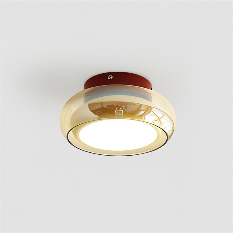 Elara Haus Flush Mount Ceiling Light - Cognac Glass LED Ceiling Light Fixture 7