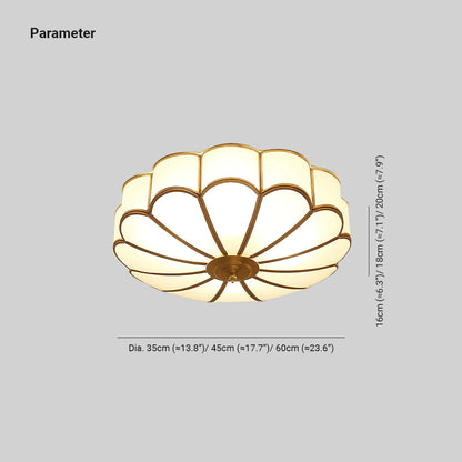 Elara Haus Flush Mount Ceiling Light - Frosted Glass Brass Flower Design 6