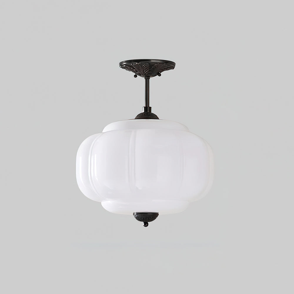 Elara Haus Flush Mount Ceiling Light - Green Glass and Metal Ceiling Light Fixture 8