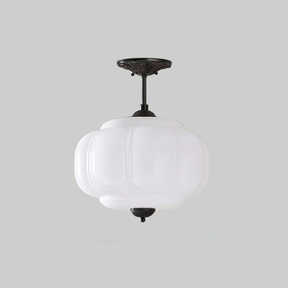 Elara Haus Flush Mount Ceiling Light - Green Glass and Metal Ceiling Light Fixture 8