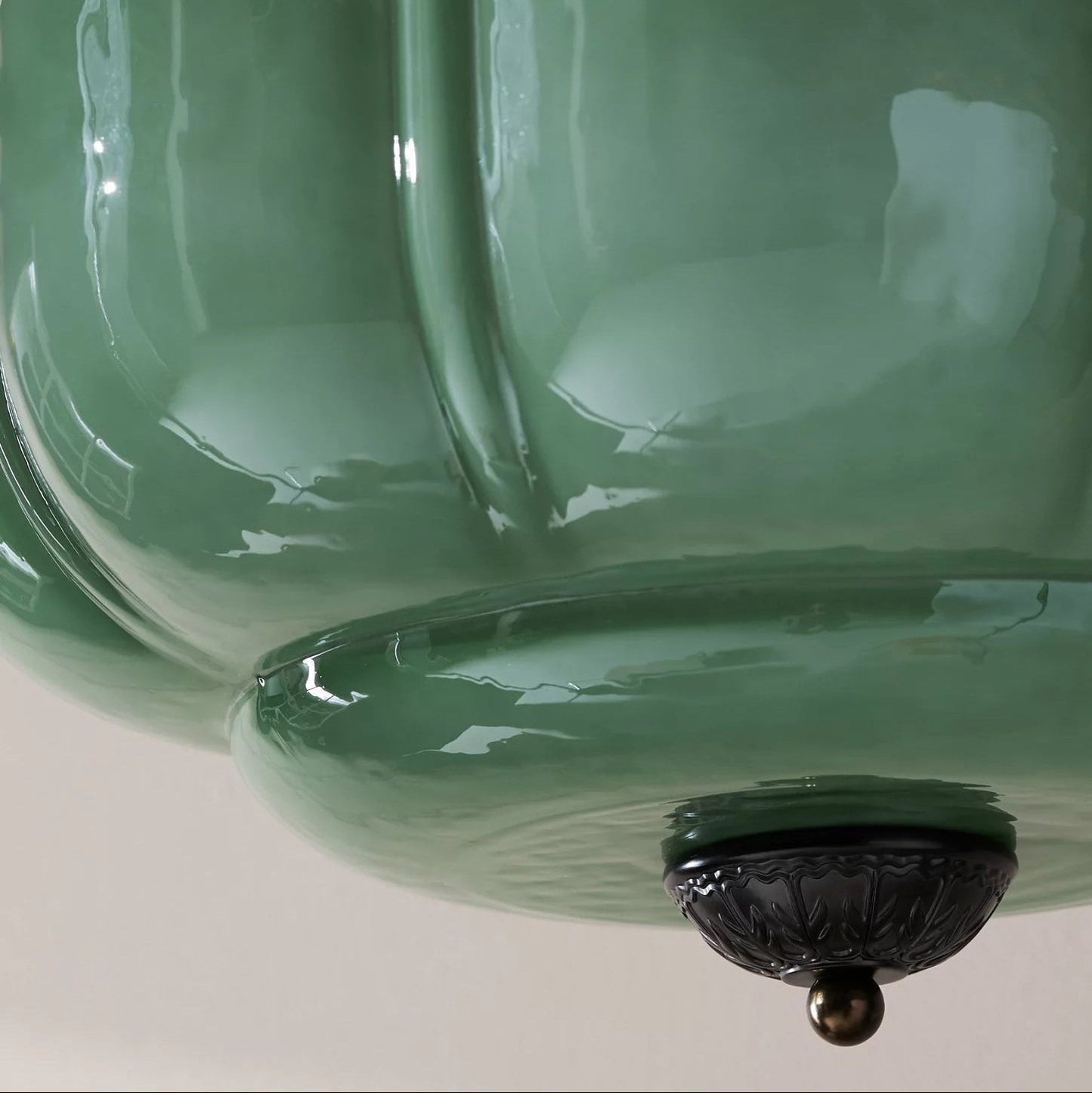 Elara Haus Flush Mount Ceiling Light - Green Glass and Metal Ceiling Light Fixture 5