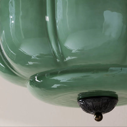 Elara Haus Flush Mount Ceiling Light - Green Glass and Metal Ceiling Light Fixture 5