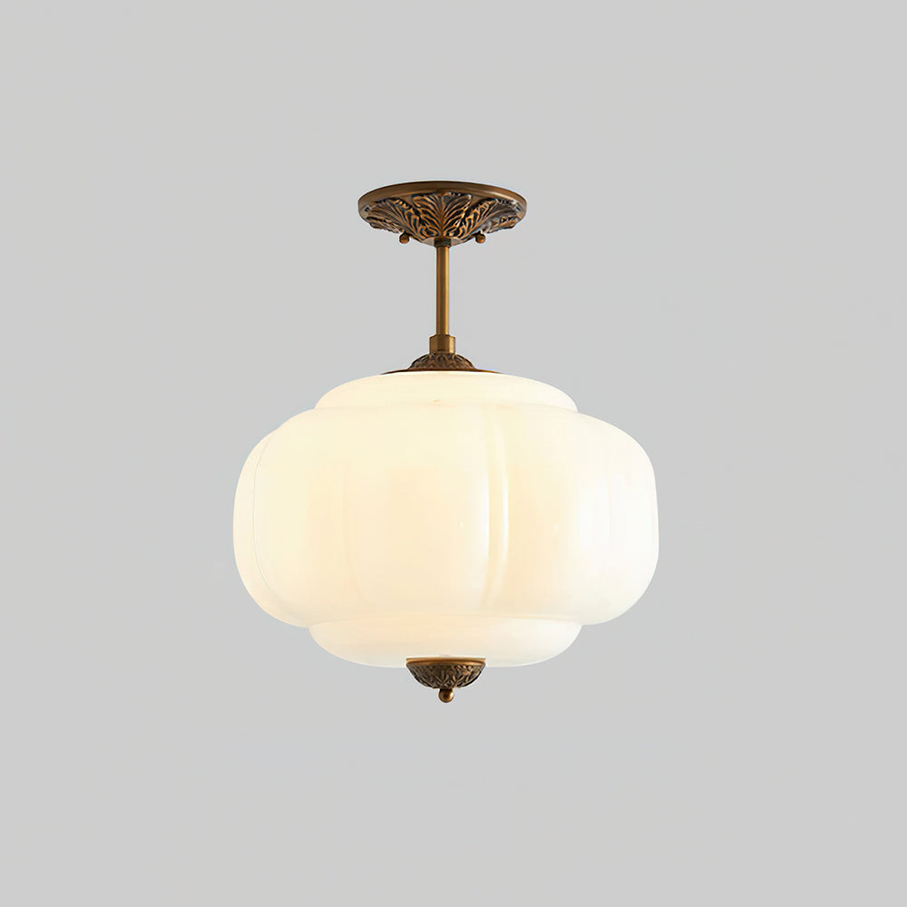 Elara Haus Flush Mount Ceiling Light - Green Glass and Metal Ceiling Light Fixture 6