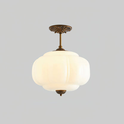 Elara Haus Flush Mount Ceiling Light - Green Glass and Metal Ceiling Light Fixture 6