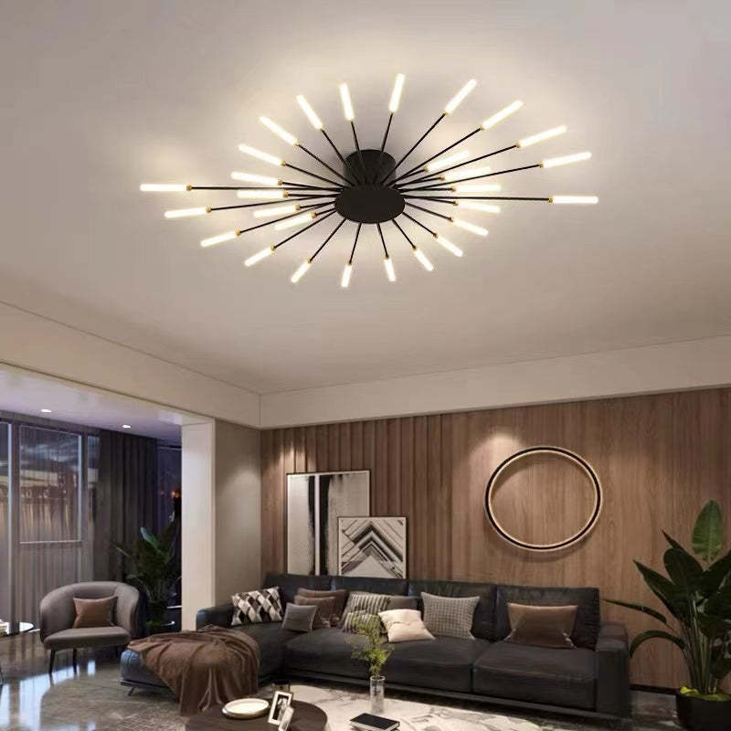Elara Haus Flush Mount Ceiling Light - Metal Acrylic Black Gold LED Ceiling Lights 11