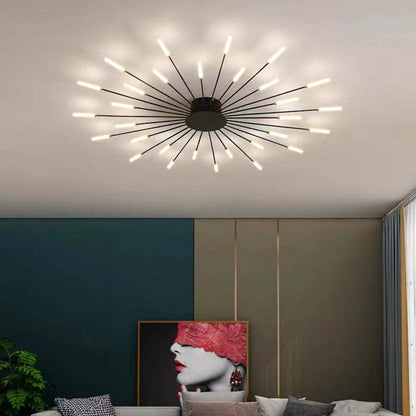 Elara Haus Flush Mount Ceiling Light - Metal Acrylic Black Gold LED Ceiling Lights 12