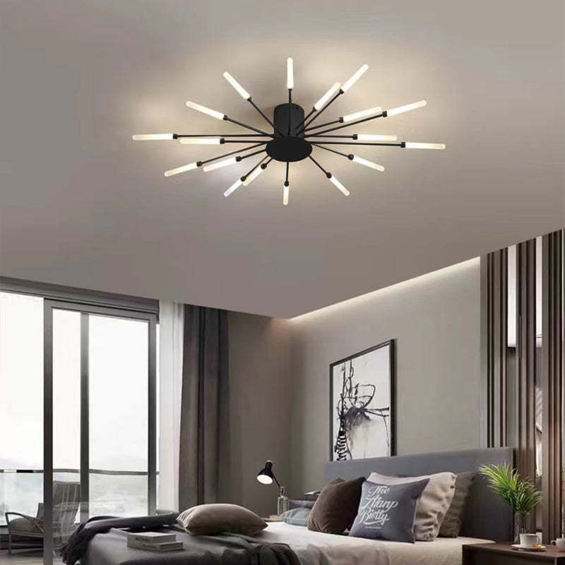 Elara Haus Flush Mount Ceiling Light - Metal Acrylic Black Gold LED Ceiling Lights 13