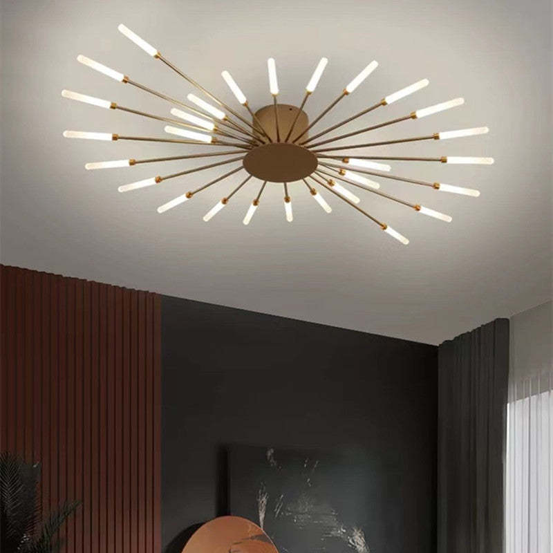 Elara Haus Flush Mount Ceiling Light - Metal Acrylic Black Gold LED Ceiling Lights 14