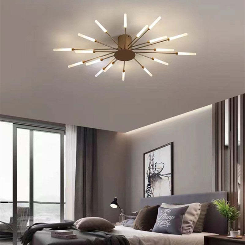 Elara Haus Flush Mount Ceiling Light - Metal Acrylic Black Gold LED Ceiling Lights 15