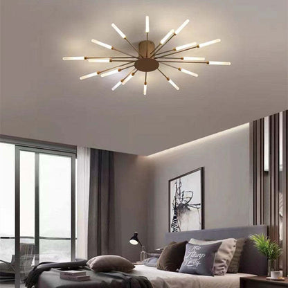 Elara Haus Flush Mount Ceiling Light - Metal Acrylic Black Gold LED Ceiling Lights 15