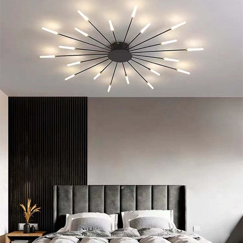 Elara Haus Flush Mount Ceiling Light - Metal Acrylic Black Gold LED Ceiling Lights 16