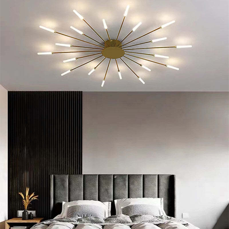 Elara Haus Flush Mount Ceiling Light - Metal Acrylic Black Gold LED Ceiling Lights 17