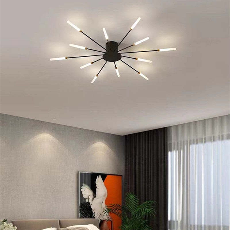 Elara Haus Flush Mount Ceiling Light - Metal Acrylic Black Gold LED Ceiling Lights 0