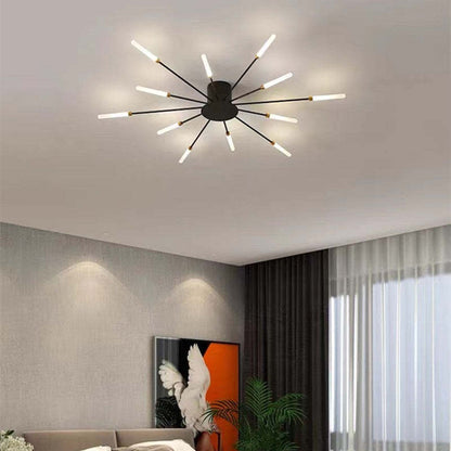 Elara Haus Flush Mount Ceiling Light - Metal Acrylic Black Gold LED Ceiling Lights 0