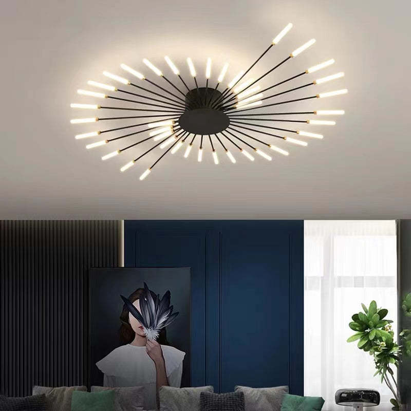 Elara Haus Flush Mount Ceiling Light - Metal Acrylic Black Gold LED Ceiling Lights 18