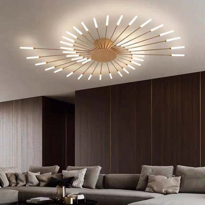 Elara Haus Flush Mount Ceiling Light - Metal Acrylic Black Gold LED Ceiling Lights 19