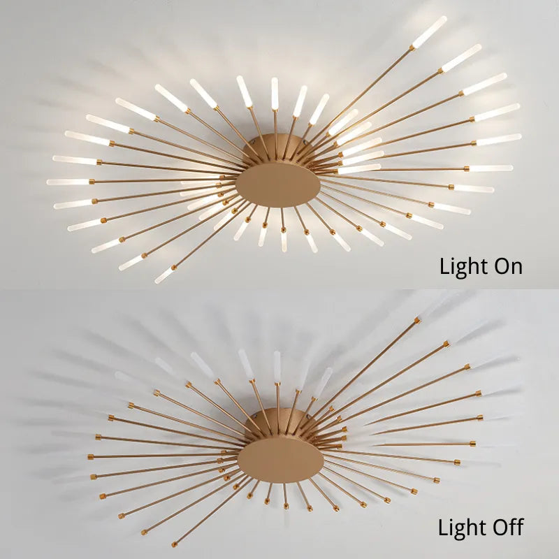 Elara Haus Flush Mount Ceiling Light - Metal Acrylic Black Gold LED Ceiling Lights 7