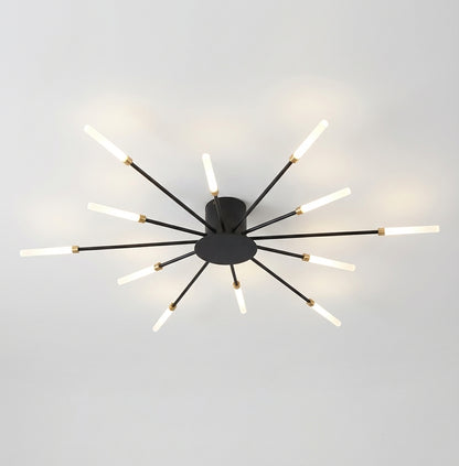 Elara Haus Flush Mount Ceiling Light - Metal Acrylic Black Gold LED Ceiling Lights