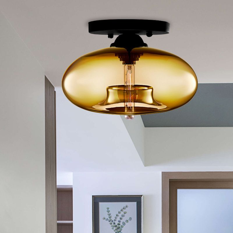Elara Haus Flush Mount Ceiling Light - Metal And Glass LED Ceiling Light Fixture 7