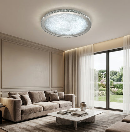 Elara Haus Flush Mount Ceiling Light - Metal and Crystal LED Ceiling Lights