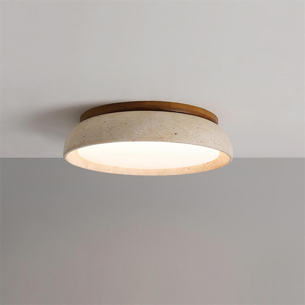 Elara Haus Flush Mount Ceiling Light - Natural Travertine LED Ceiling Light Fixture 0