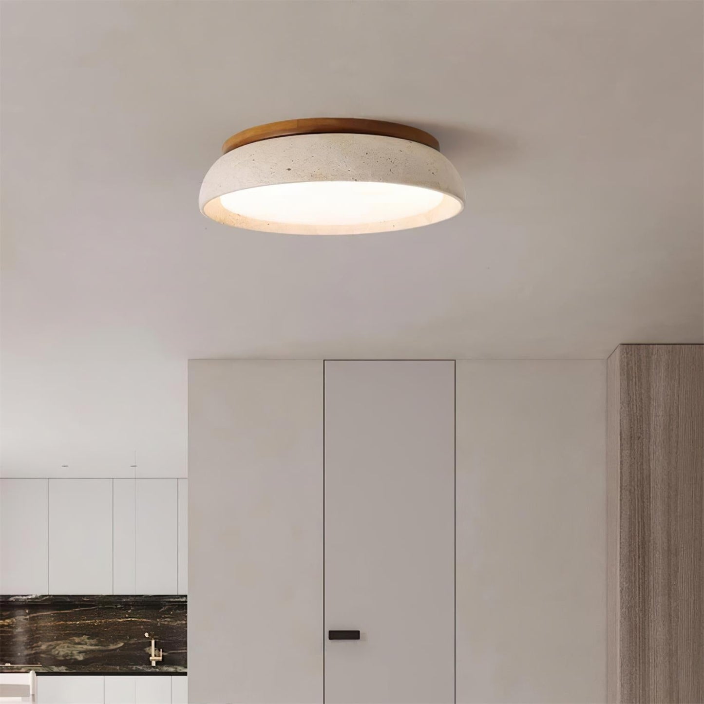Elara Haus Flush Mount Ceiling Light - Natural Travertine LED Ceiling Light Fixture 2