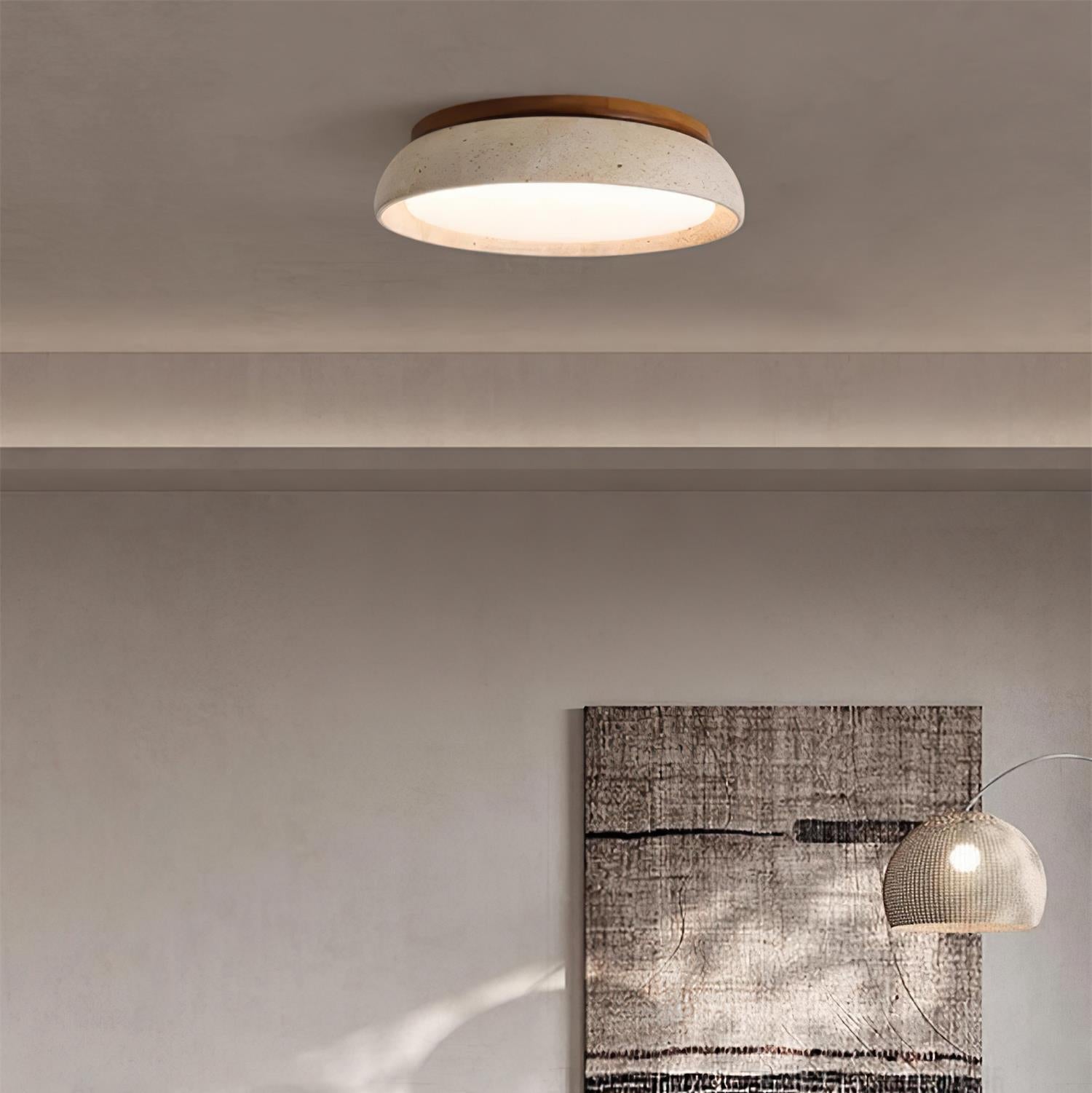 Elara Haus Flush Mount Ceiling Light - Natural Travertine LED Ceiling Light Fixture 3