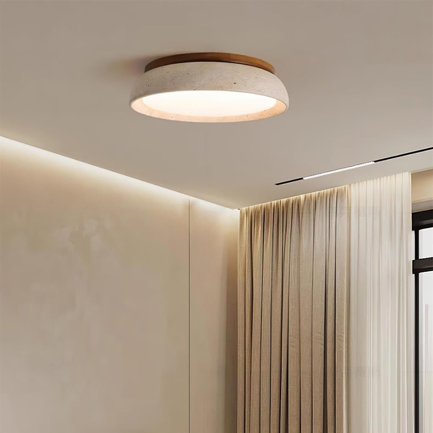 Elara Haus Flush Mount Ceiling Light - Natural Travertine LED Ceiling Light Fixture 4