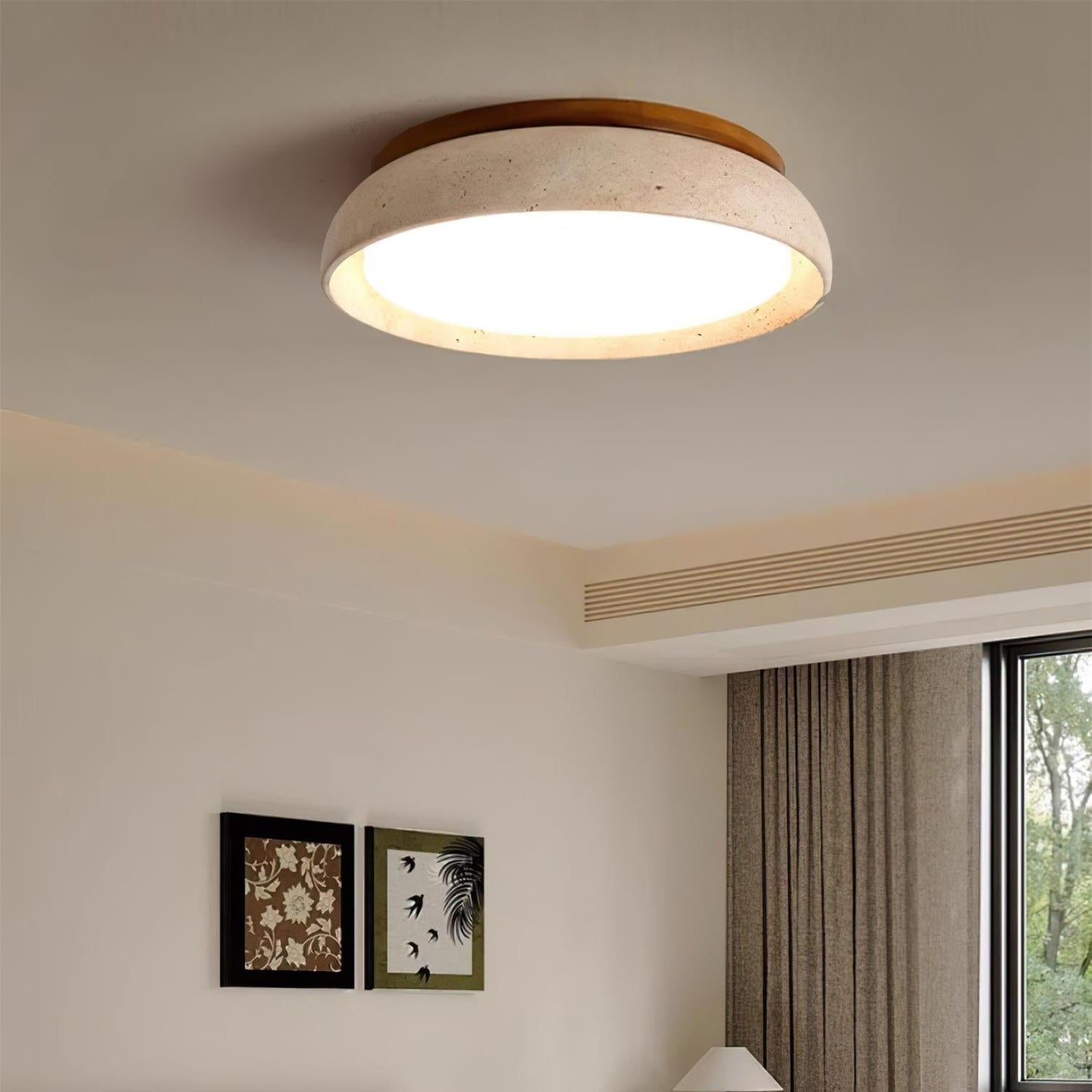 Elara Haus Flush Mount Ceiling Light - Natural Travertine LED Ceiling Light Fixture 6