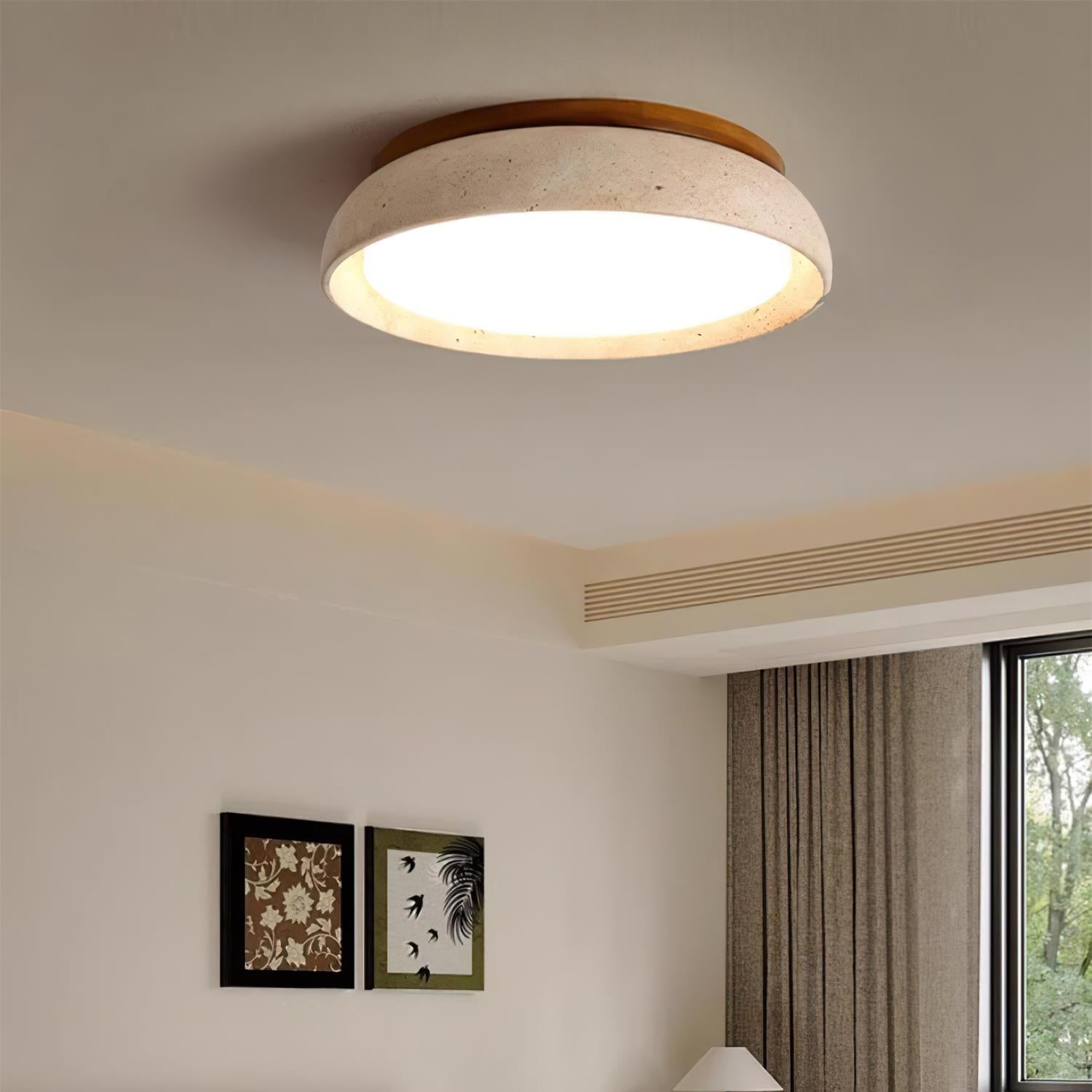 Elara Haus Flush Mount Ceiling Light - Natural Travertine LED Ceiling Light Fixture 6