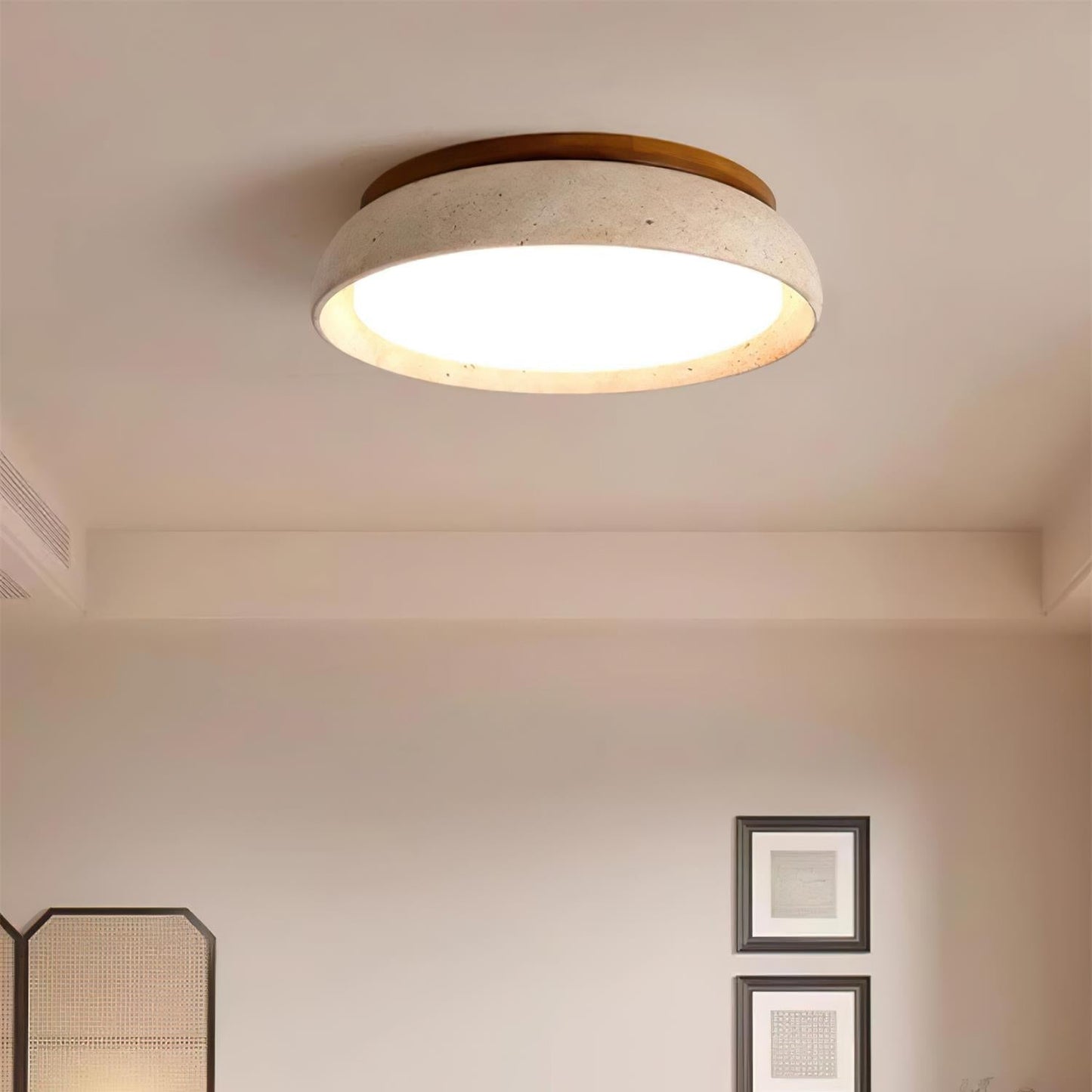 Elara Haus Flush Mount Ceiling Light - Natural Travertine LED Ceiling Light Fixture 7