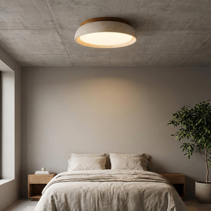 Elara Haus Flush Mount Ceiling Light - Natural Travertine LED Ceiling Light Fixture
