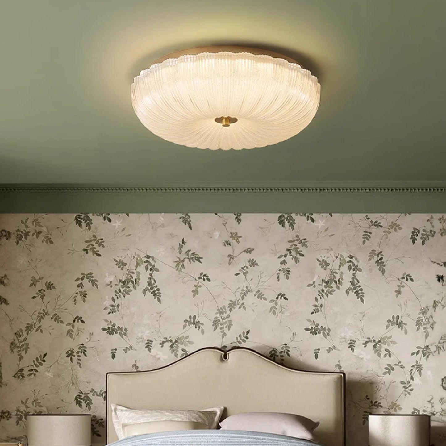 Elara Haus Flush Mount Ceiling Light - Ripple Glass LED Ceiling Light Fixture 9