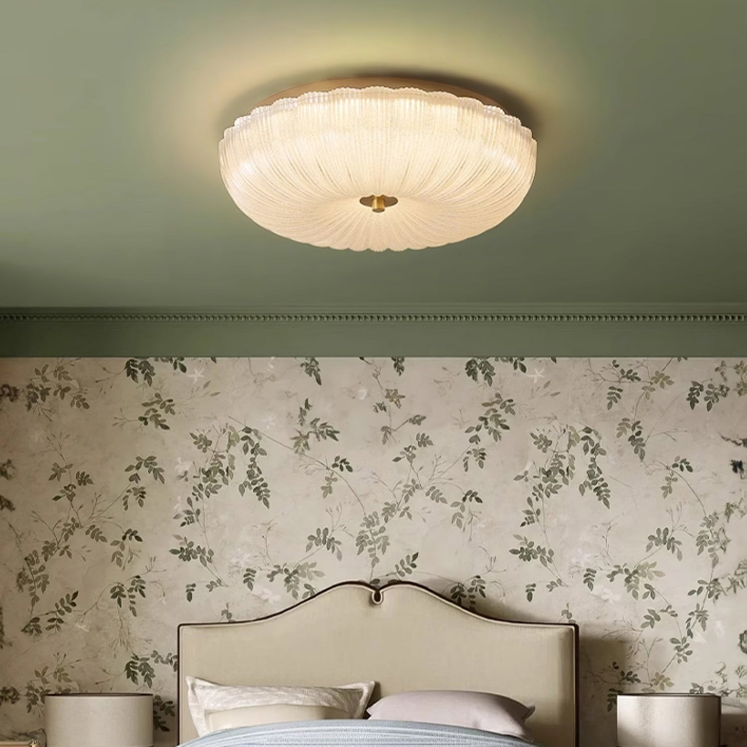 Elara Haus Flush Mount Ceiling Light - Ripple Glass LED Ceiling Light Fixture 9