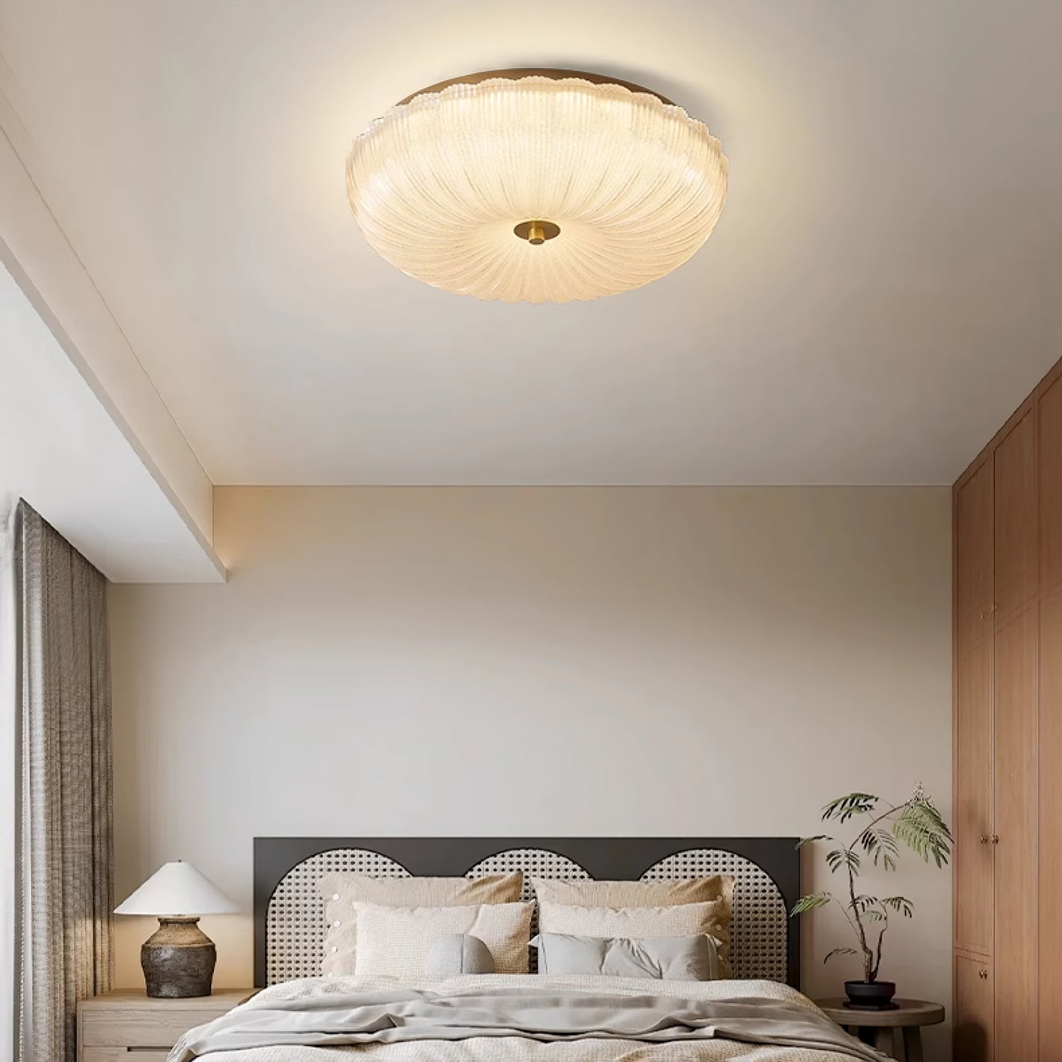 Elara Haus Flush Mount Ceiling Light - Ripple Glass LED Ceiling Light Fixture 2