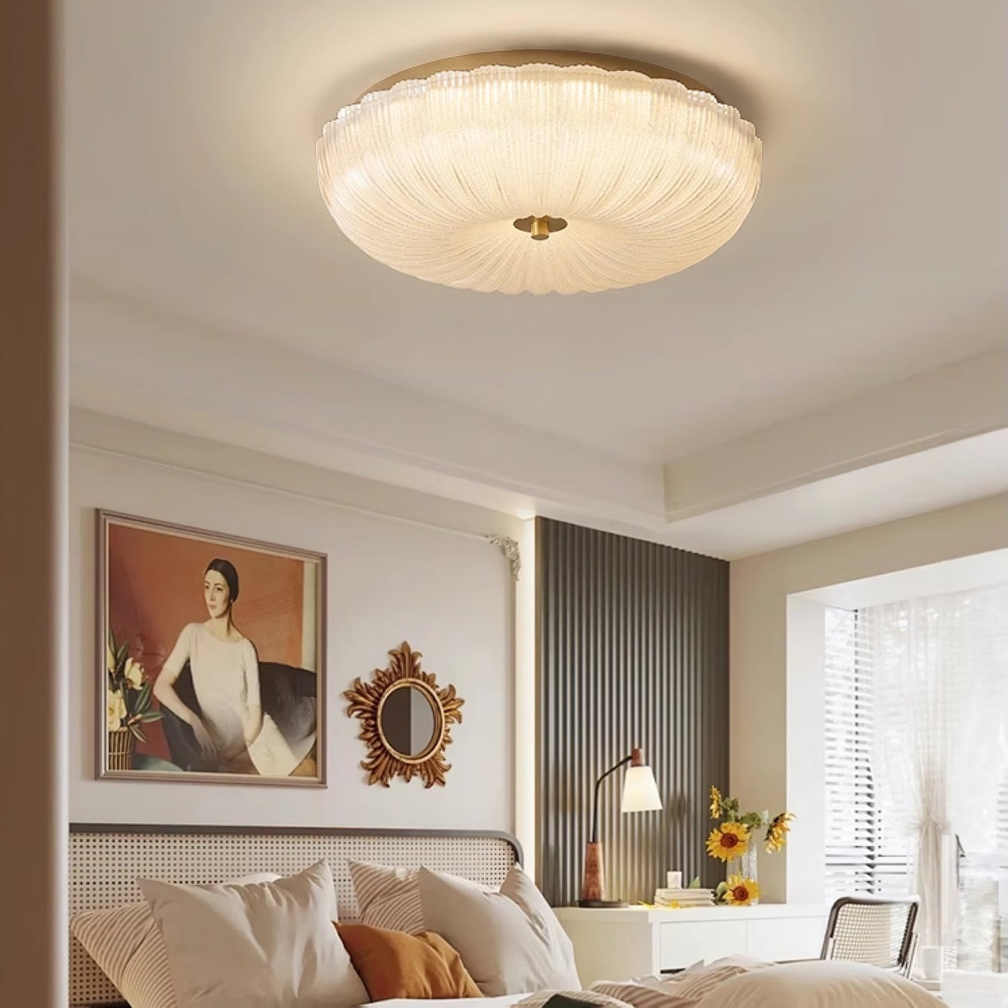 Elara Haus Flush Mount Ceiling Light - Ripple Glass LED Ceiling Light Fixture 3