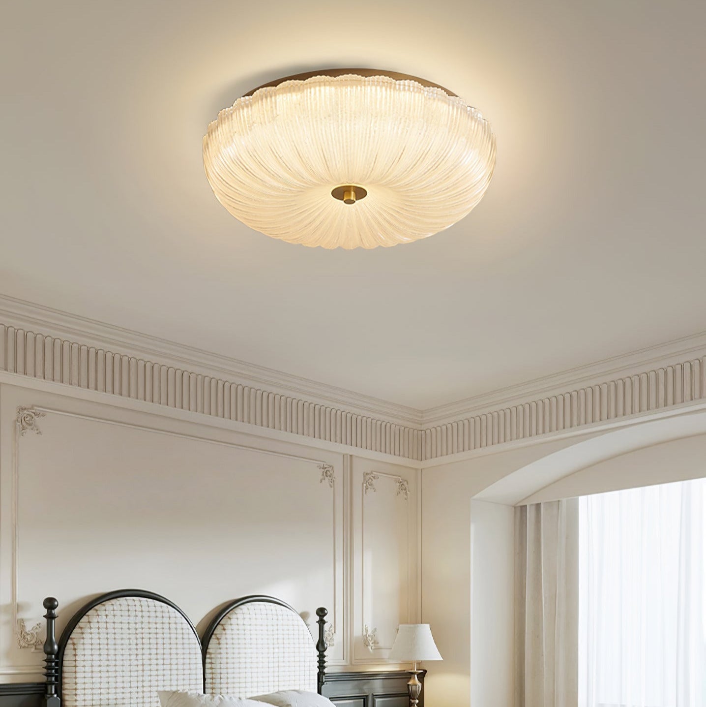 Elara Haus Flush Mount Ceiling Light - Ripple Glass LED Ceiling Light Fixture 4